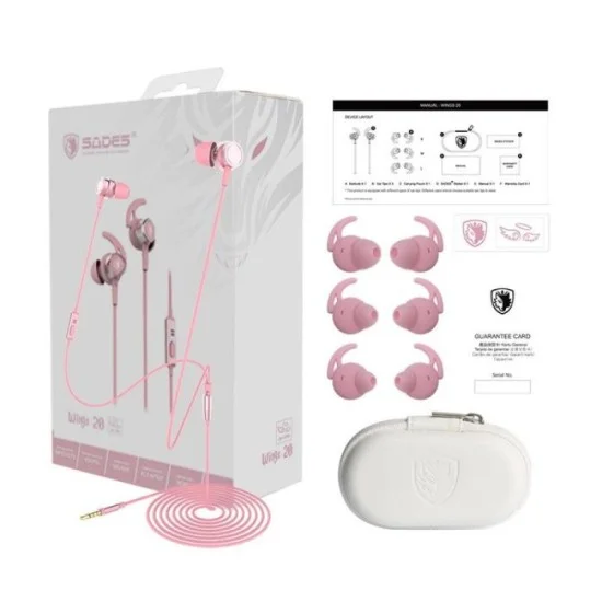 Sades Gaming Earphones Wings 20 - Pink